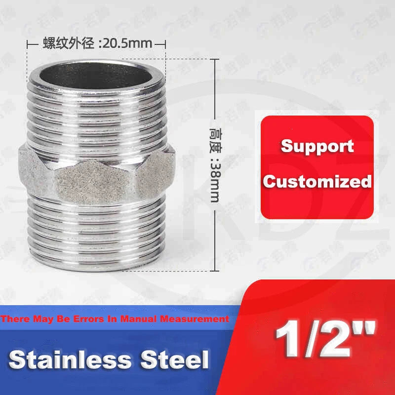 BSP Male to Male Stainless Steel Hexagon Nipple Pipe Fittings | 201 / 304 / 316 | 1/8" to 4"