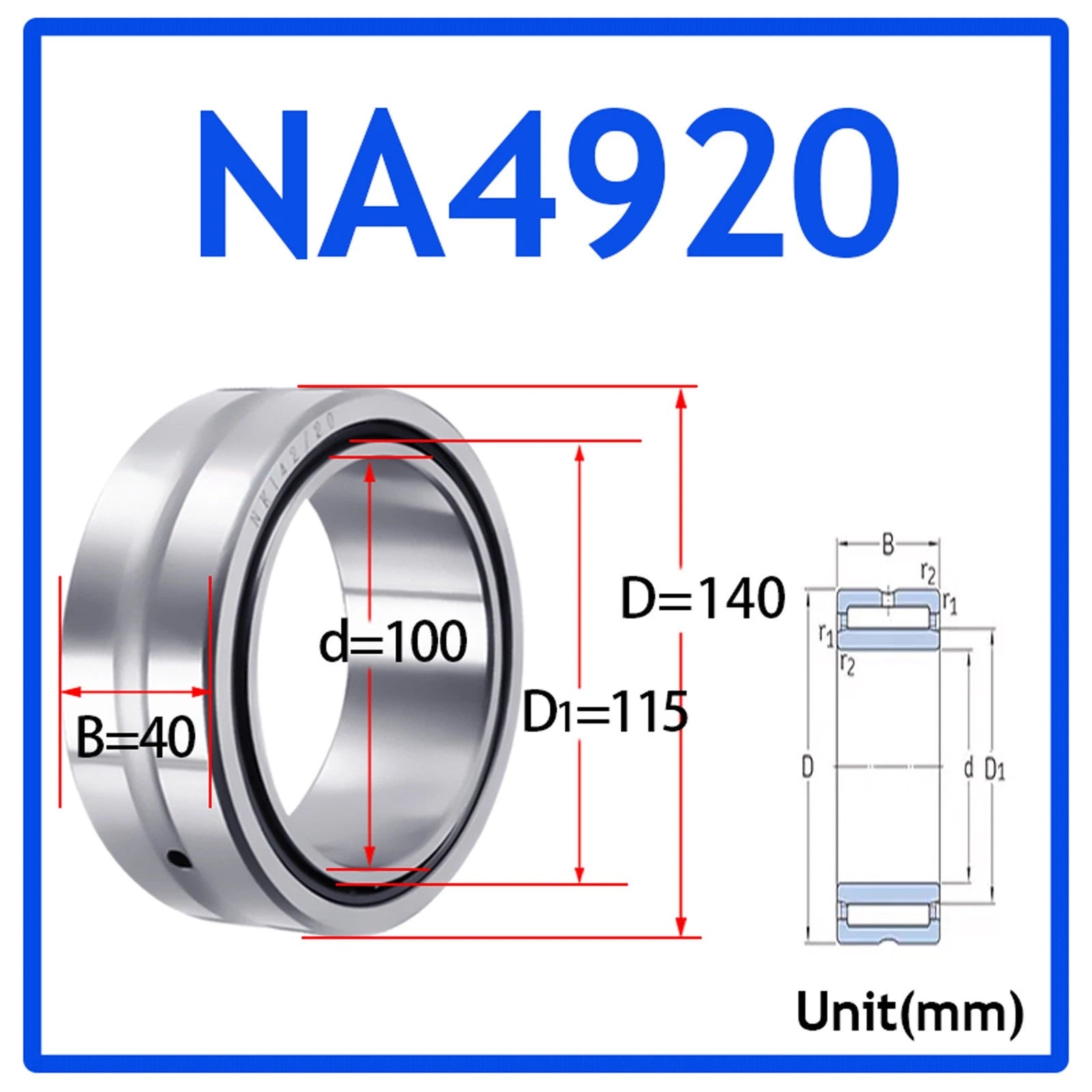 Needle Roller Bearings With Inner Ring High-Quality NA4900 - NA6920 ID 10-100mm