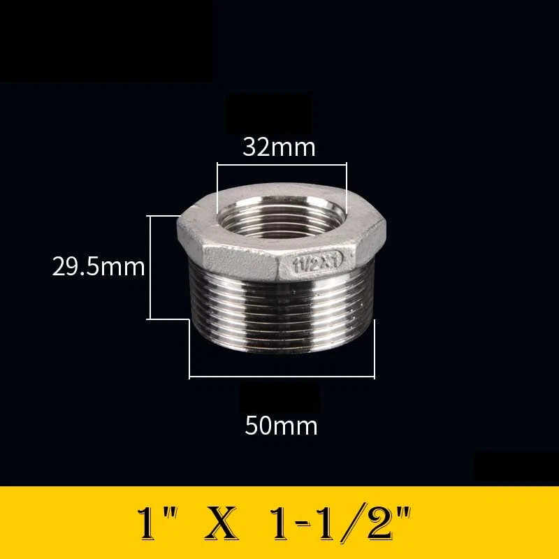 304 Stainless Steel Reducing Bush Adaptor | Male to Female NPT Pipe Fitting