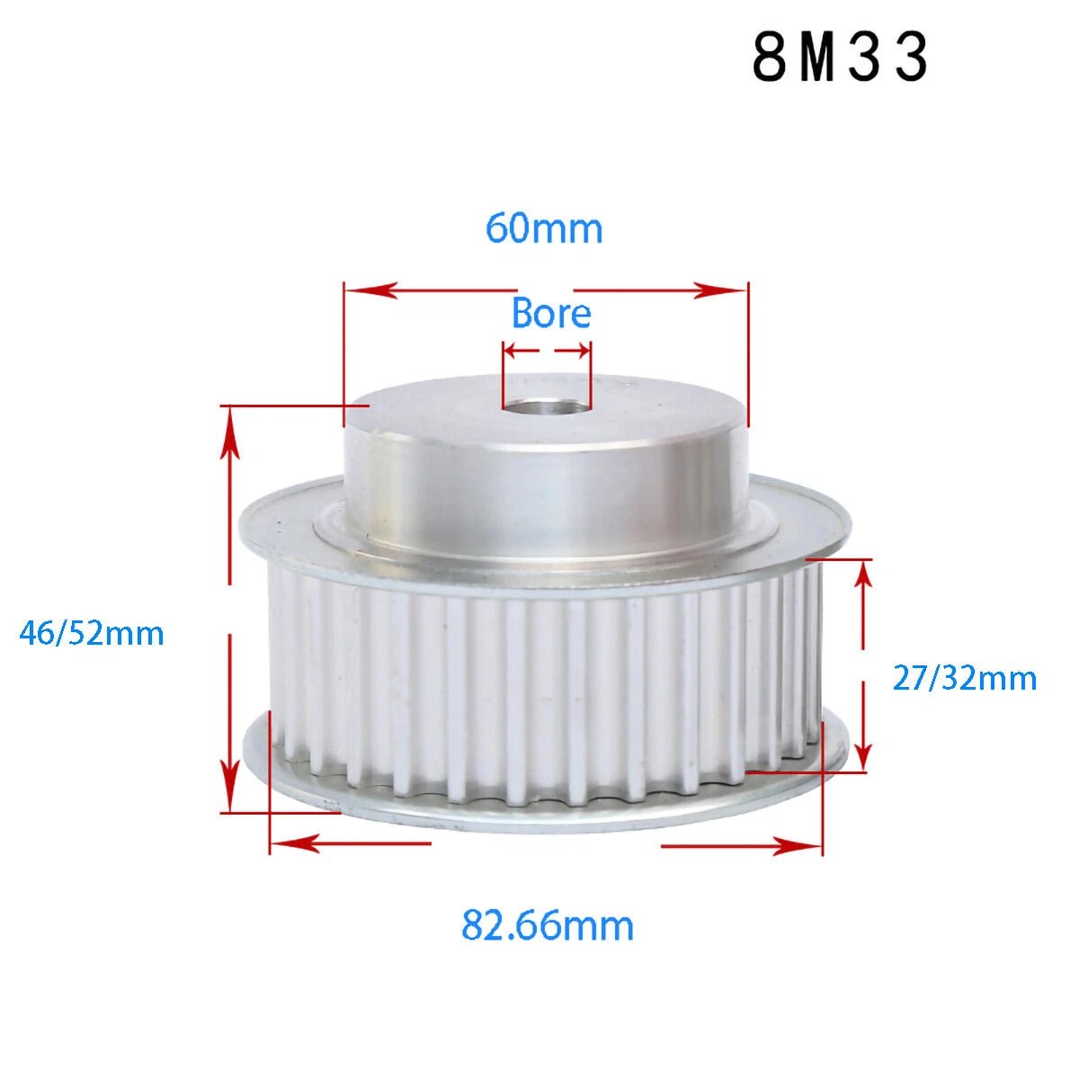 BF-type HTD8M 25mm-30mm Timing Belt Pulley 12 - 72 Tooth for CNC Step Motor