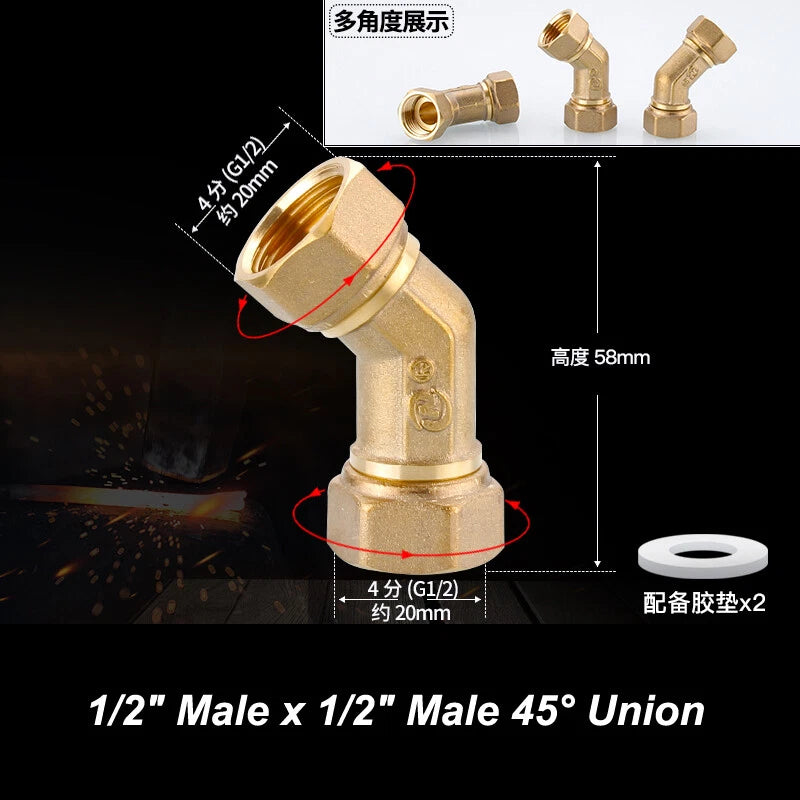 BSP Brass Pipe Fittings – Elbow & Union Connectors, Female/Male, 1/2" 3/4" 1"