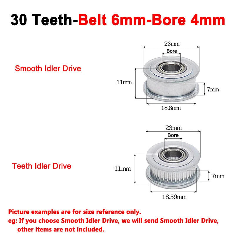 2GT Smooth-Tooth Idler Pulley 16Tooth - 40Tooth Bore 3mm 4mm 5mm 6mm 7mm 8mm