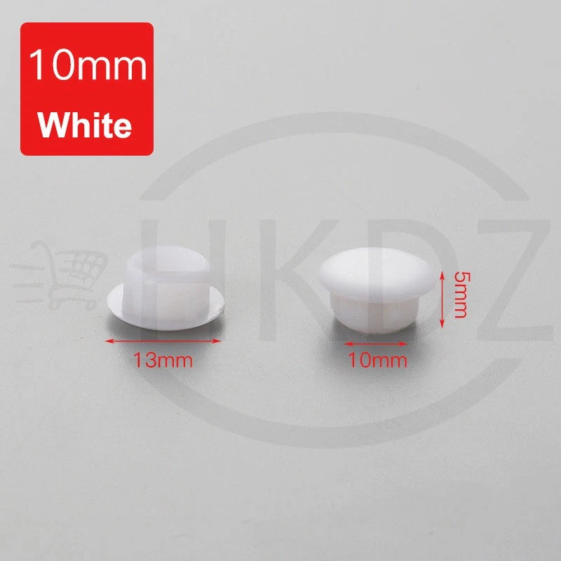 Plastic Screw Caps Covers – 5mm to 40mm Push-in Furniture Hole Plugs, Black, White and Brown