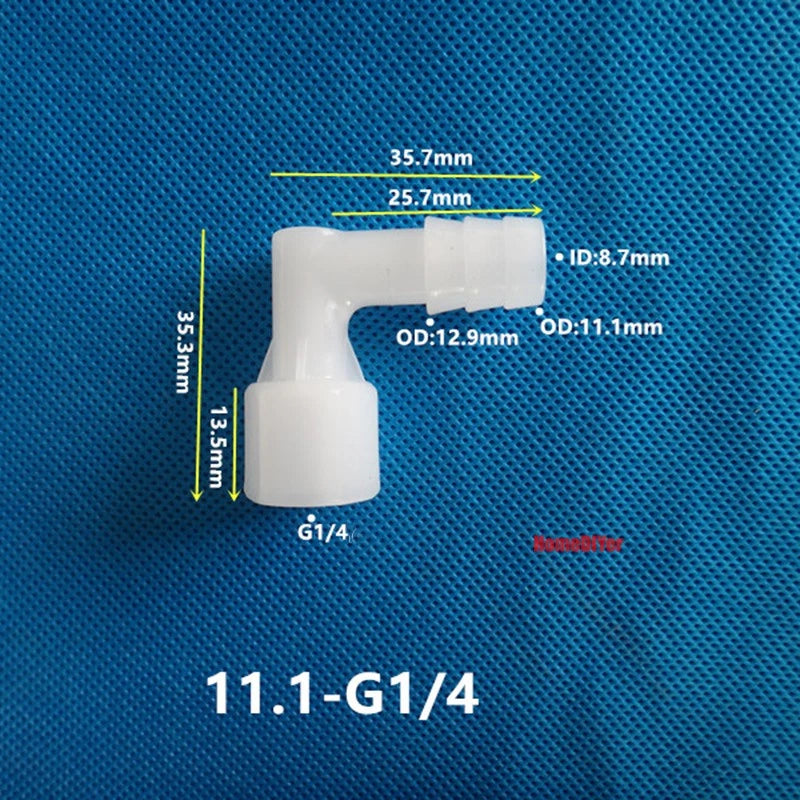 90° Elbow Plastic Female Thread Barbed Connectors Pipe Hose Water Reducer Joiner