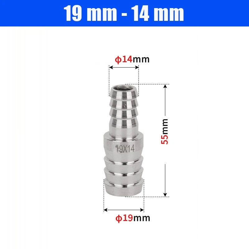 6mm~50mm Stainless Reducer Barbed Hose Joiner Connector Air Water Pipe Gas Tubi