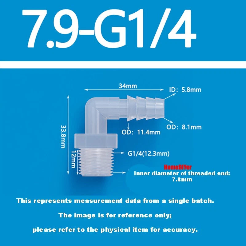 Male Thread Barbed 90° Elbow Hose Connector — Plastic Pipe Fitting with Washer