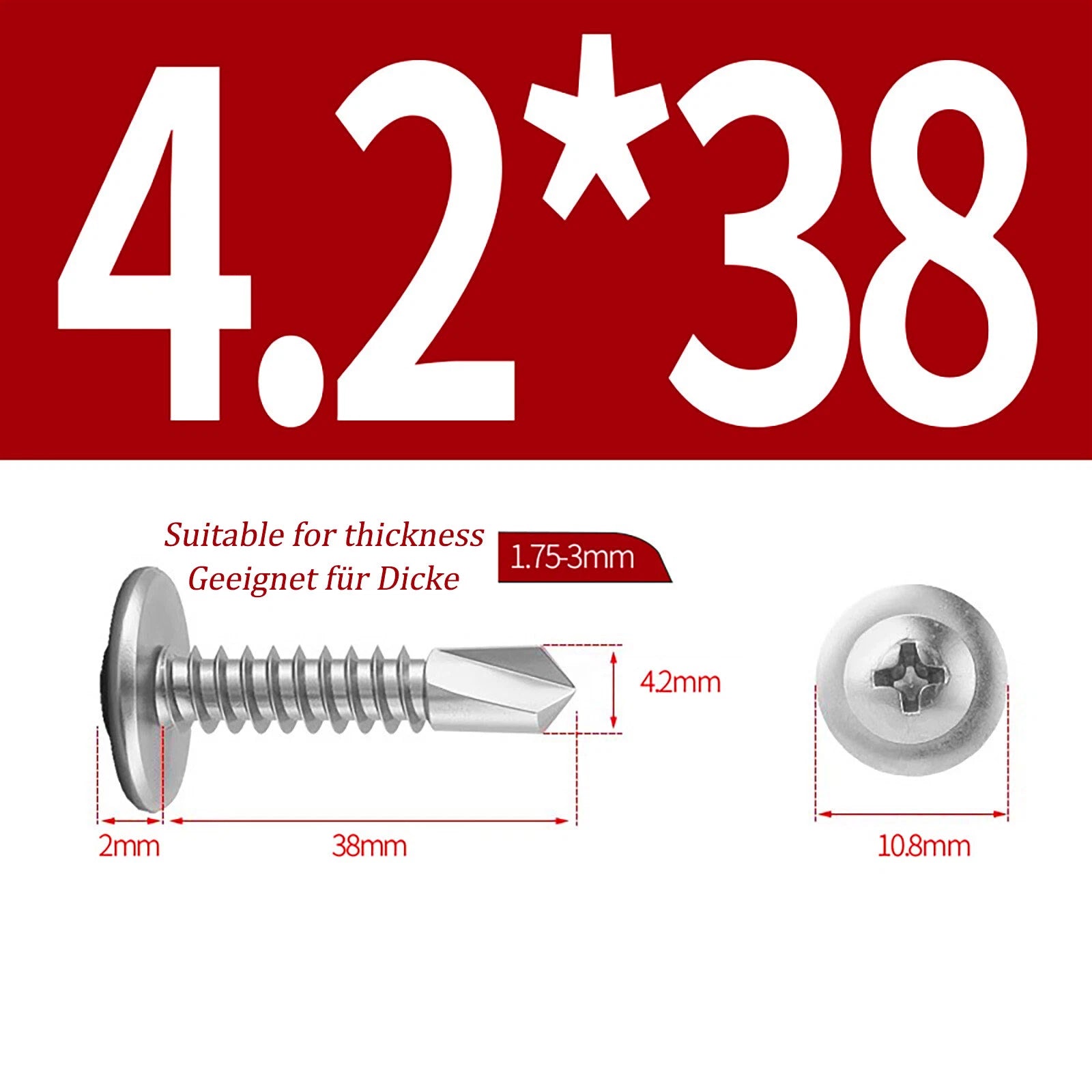 Self Drilling Wafer Head Screws – 304/410 Stainless & Galvanized Steel, M4.2 M4.8