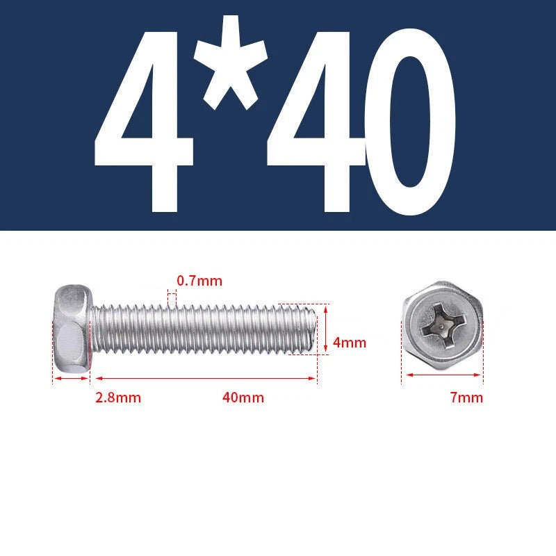 A2 Stainless Steel Hex Head Machine Screws – M3 M4 M5 M6 M8, Fully Threaded (304 Grade) - HomeDIYer
