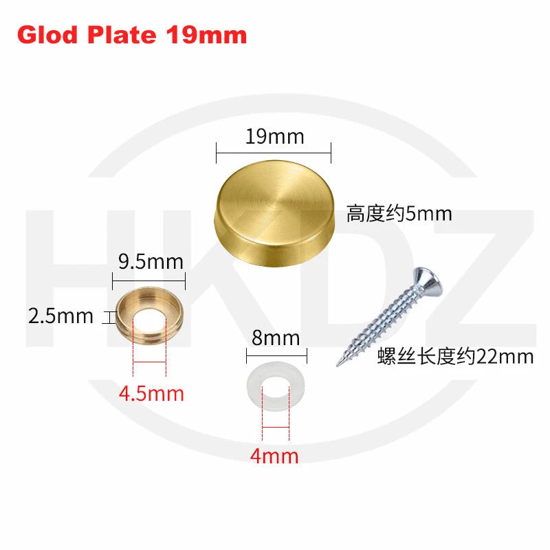 Stainless Steel Mirror Screw Cover Caps – Decorative Disc Plates for Glass, Mirrors & Furniture (16-50mm, Flat/Dome, Silver/Gold/Black/Rose Gold)