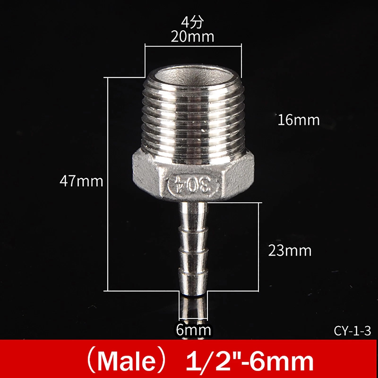 BSP Male Taper Thread x Hose Tail Adapter Fittings — Stainless Steel 304
