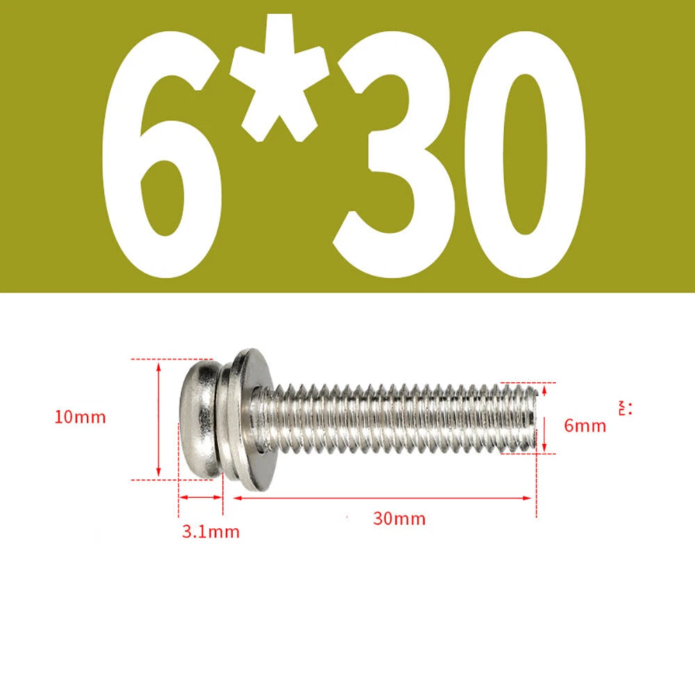 M5–M8 Phillips Pan Head Screws with Flat Washer – Nickel Plated or Black Zinc, Carbon Steel