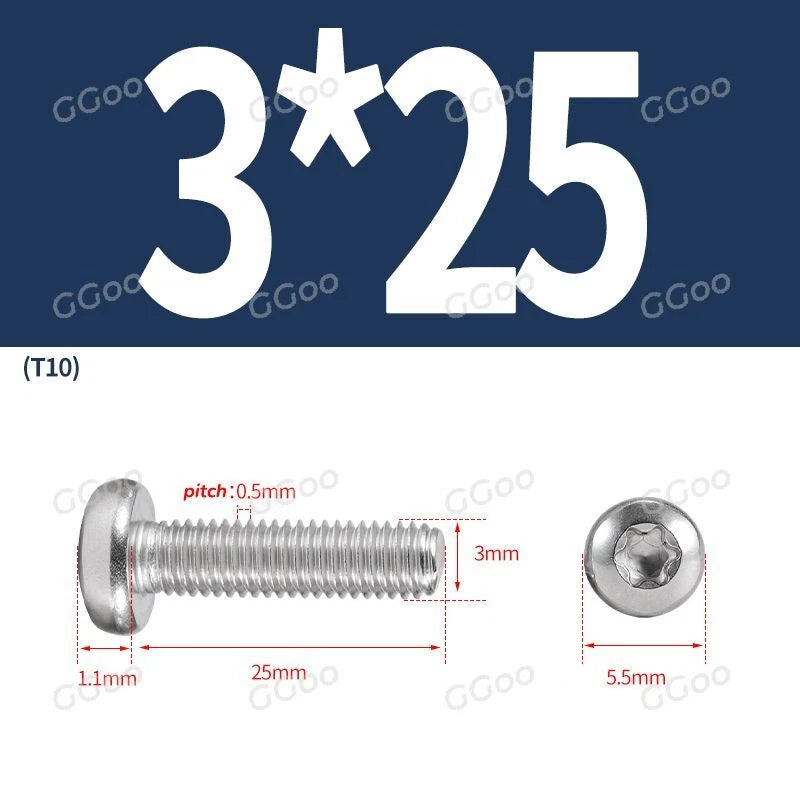 A2 Stainless Steel Torx Pan Head Machine Screws — M2 to M8, Six-Lobe Drive