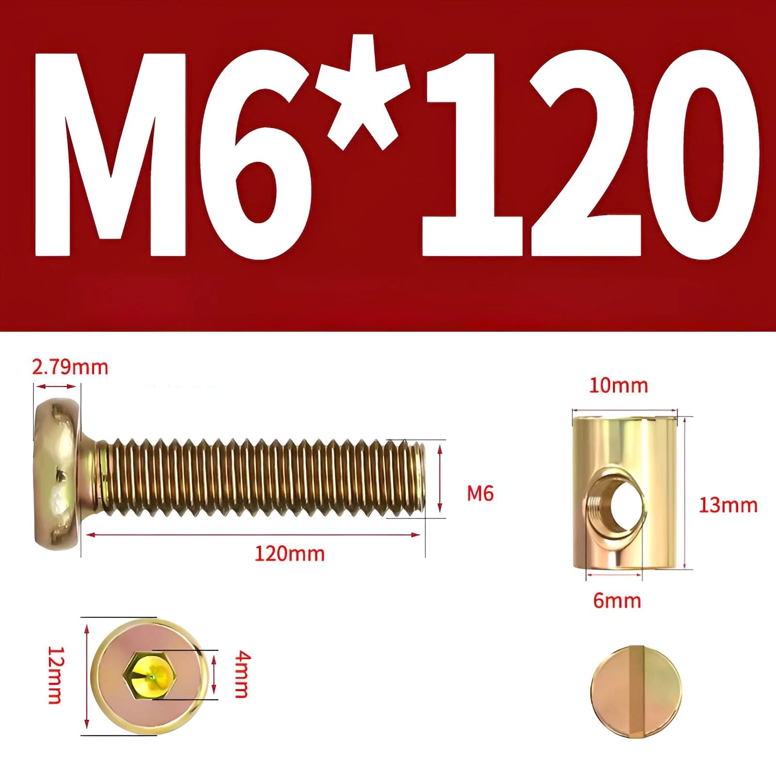 M6 M8 Galvanised Furniture Connecting Bolts with Barrel Nuts | Slotted & Phillips | 8mm–120mm