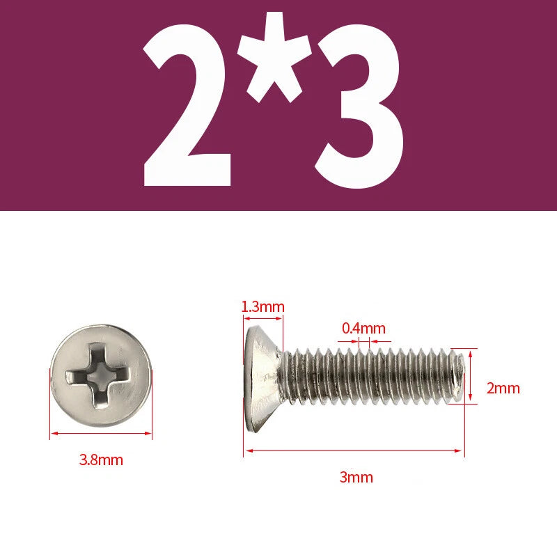 Phillips Machine Screws Countersunk Nickel Plated Steel DIN 965 Flat Head M1~M6
