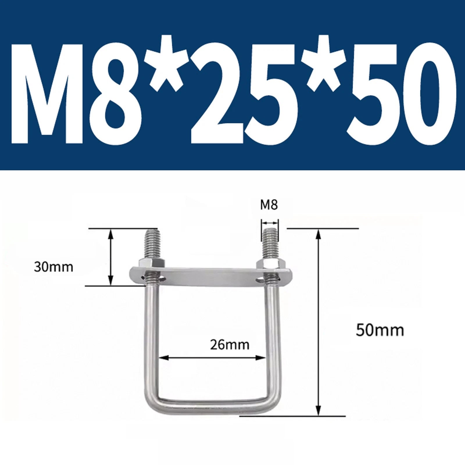 M6 M8 M10 M12 U Bolt Plates & Nuts Standard U-Bolts Stainless Steel 304 Trailer
