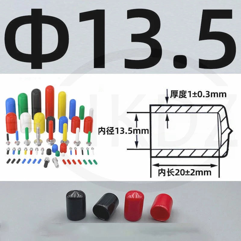 PVC End Caps for Screws, Bolts, Rods, Tubes & Cables – Thread Cover Protector, Rubber Plastic Caps (12-114mm, Multiple Colors)