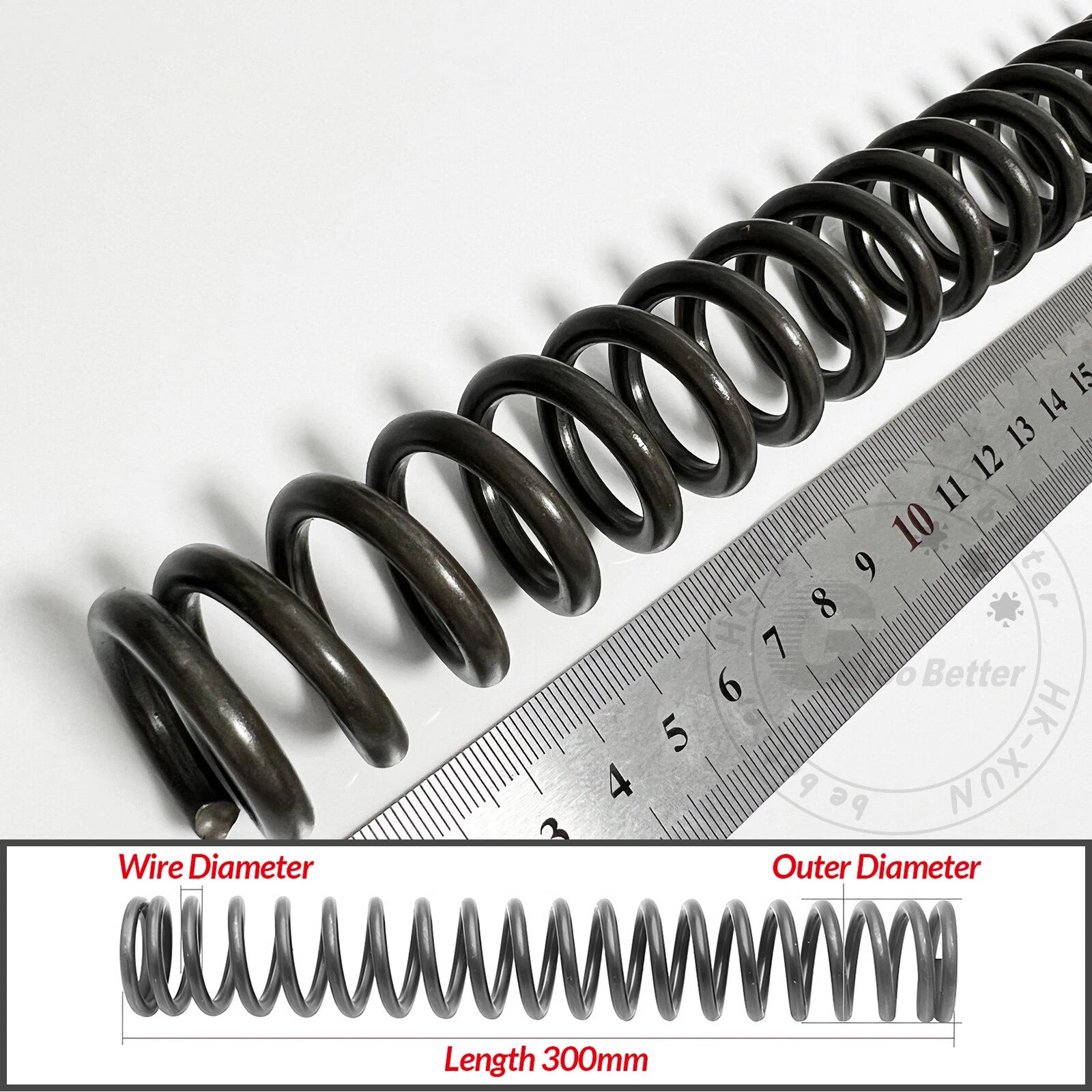 Compression Spring Pressure Springs, Wire Dia 2-3.5mm, OD 10-60mm, Length 300mm