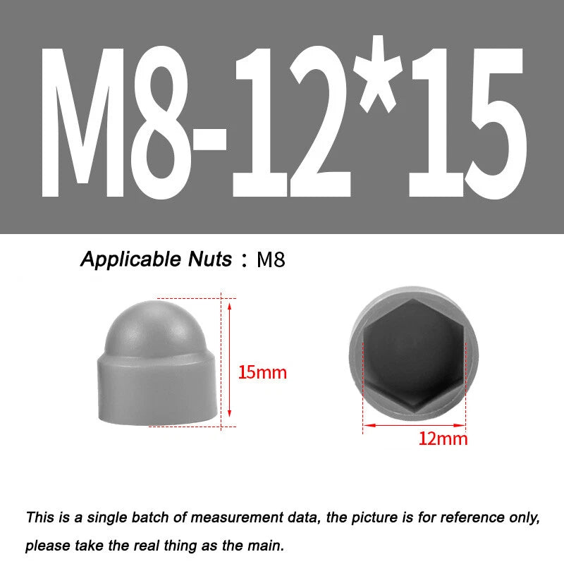 Hex Bolt & Nut Protection Caps – Plastic Hexagonal Screw Covers for M4 M5 M6 M8 M10 to M24 (PE, 5-100 Pack)