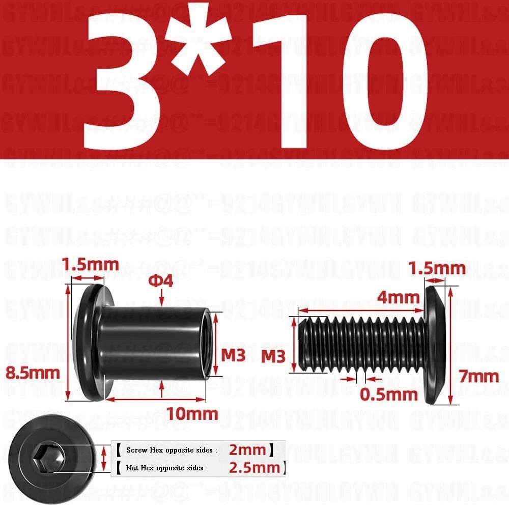 Metric Furniture Connector Bolts with End Cap Nuts — Stainless Steel M2 to M10