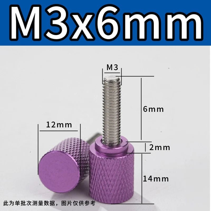 M3 Knurled Thumb Screws – Colored Anodized Aluminum, 6mm to 100mm, 10 Colors - HomeDIYer