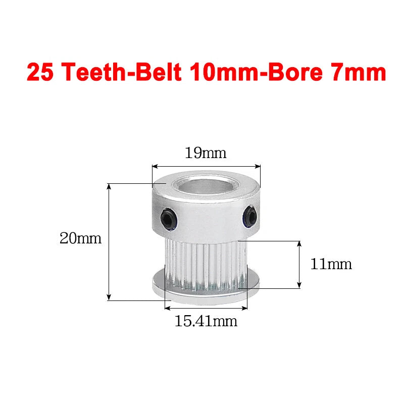 2GT Drive Pulley With Step 16 Tooth - 100 Tooth Bore 4mm - 25mm for 10mm Belt