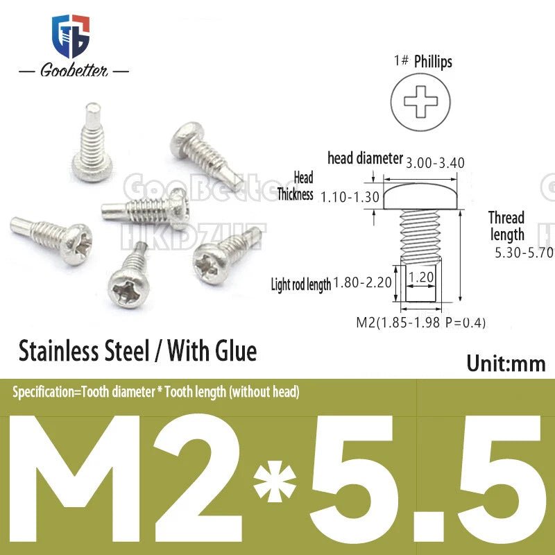 M2 Phillips Pan Head Machine Screws — 3 to 5.5mm, Carbon Steel & Stainless, 11 Finishes - HomeDIYer