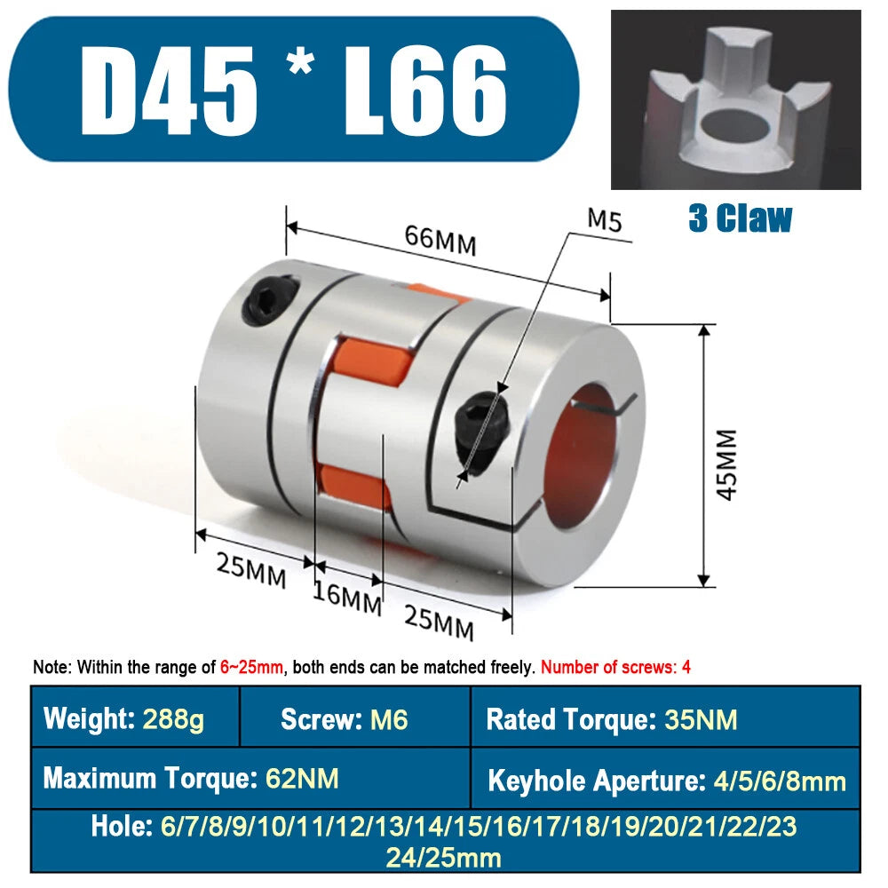 CNC Shaft Coupler Flexible Plum Spider Jaw Coupling Stepper Motor All Bore Sizes