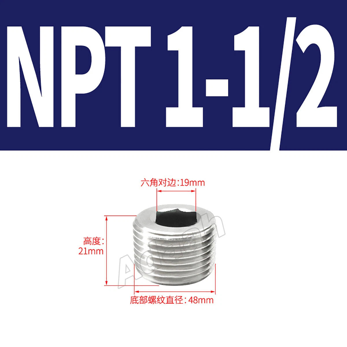 Male Allen Socket Pipe Plugs – 1/16" to 2" PT & NPT Threads, 304 Stainless Steel End Caps
