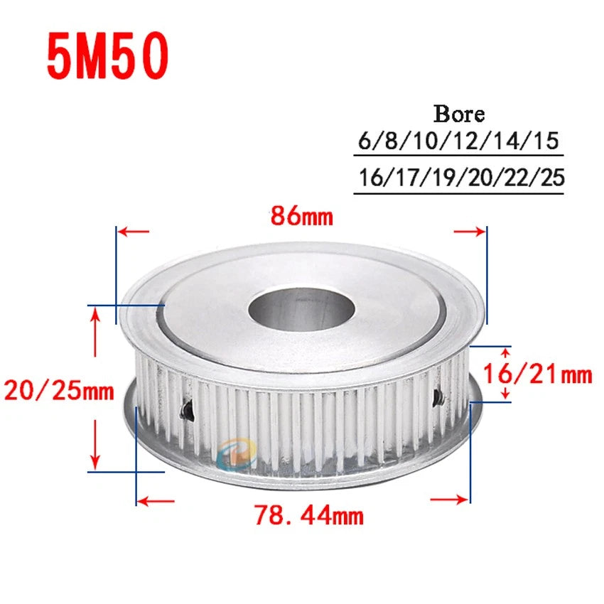 HTD-5M 10T-60T Timing Belt Pulley AF-Type Bore 5-25mm, For 15mm Width Belt