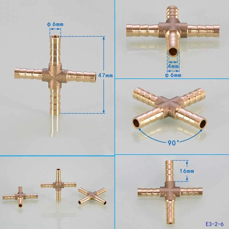 Brass Hose Joiner Fittings — Straight, Y, T & 4-Way Connectors | 6mm–19mm