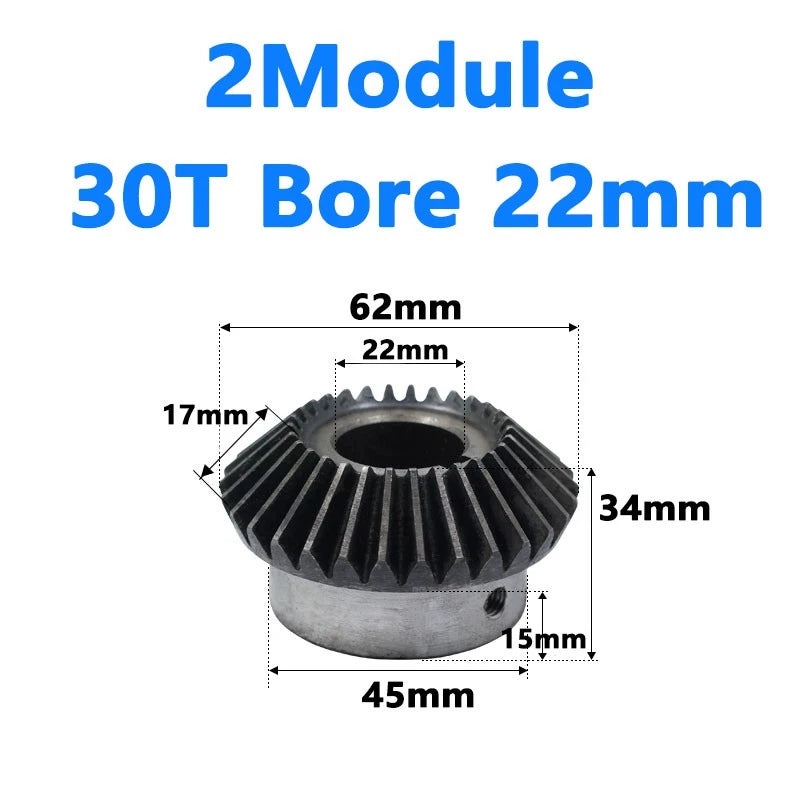 Bevel Gear 2 Module Ratio 1:1 Teeth 25 30 Bore Dia 10mm 12mm 14mm 15mm 16mm-28mm