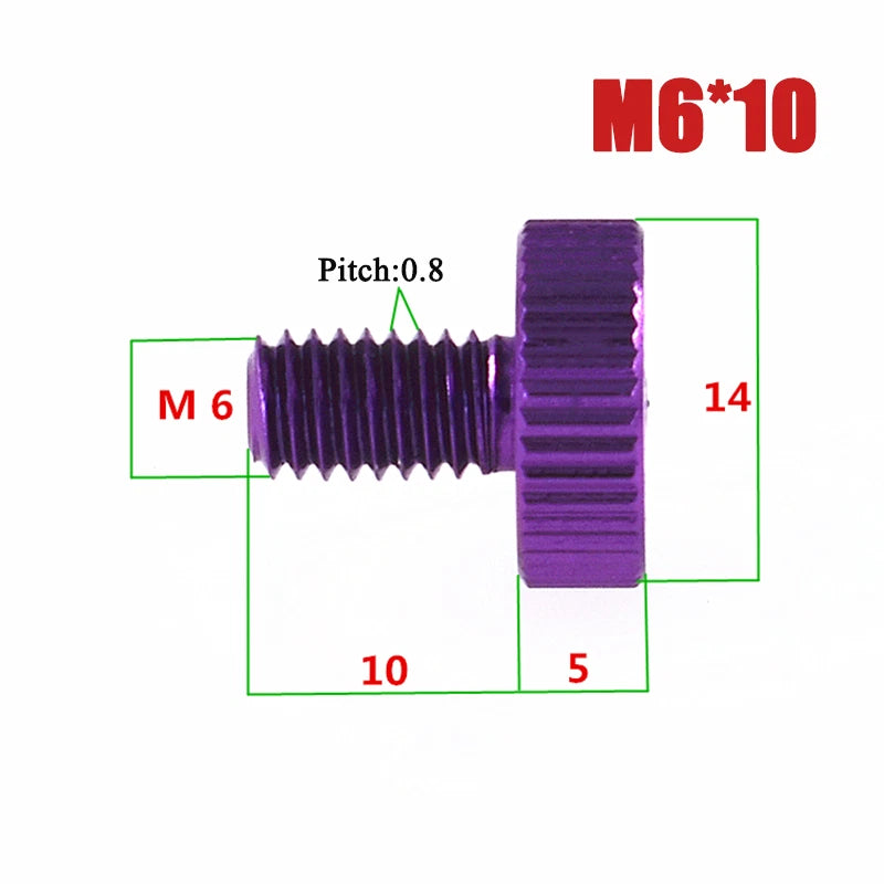 M2–M6 Aluminum Alloy Knurled Thumb Screws | Hand-Tighten Knob Bolts, 10 Colors