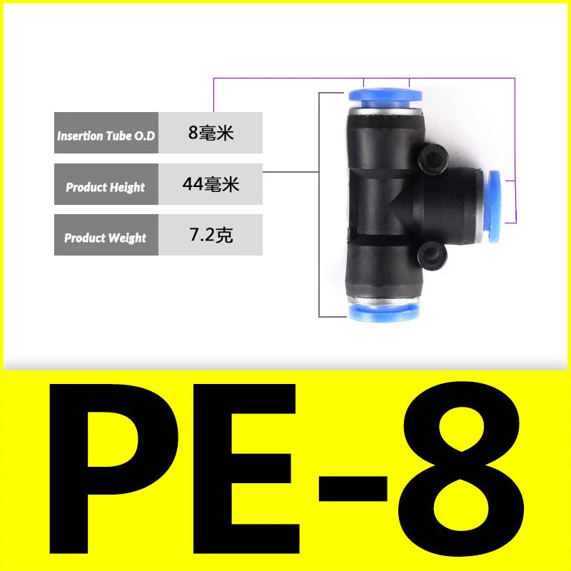 Pneumatic Push-In Fittings — PG / PU / PE Air & Water Hose Connectors, 4mm–16mm