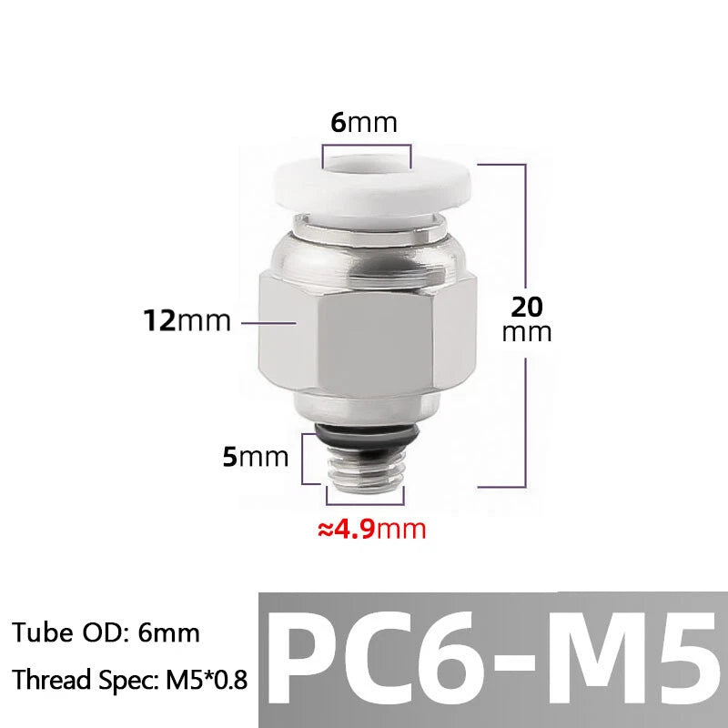 Straight Male Stud Push-to-Connect Pneumatic Fitting for Air & Water Hose