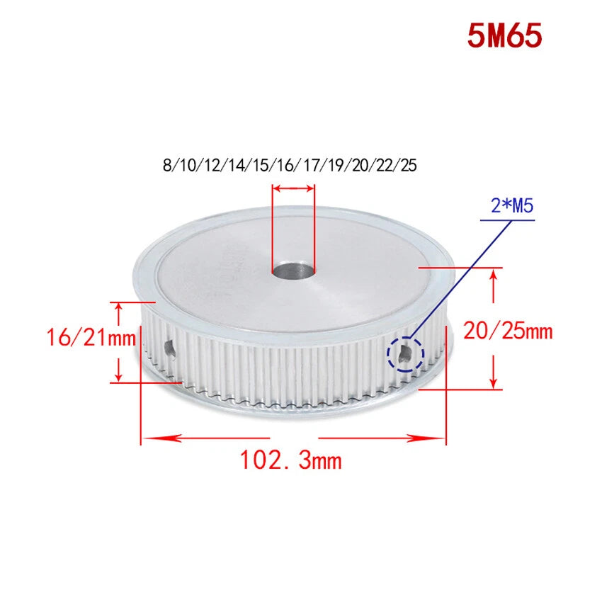HTD-5M 12T-100T Timing Belt Pulleys Pitch 5mm AF-type Drive Pulley Width 21mm