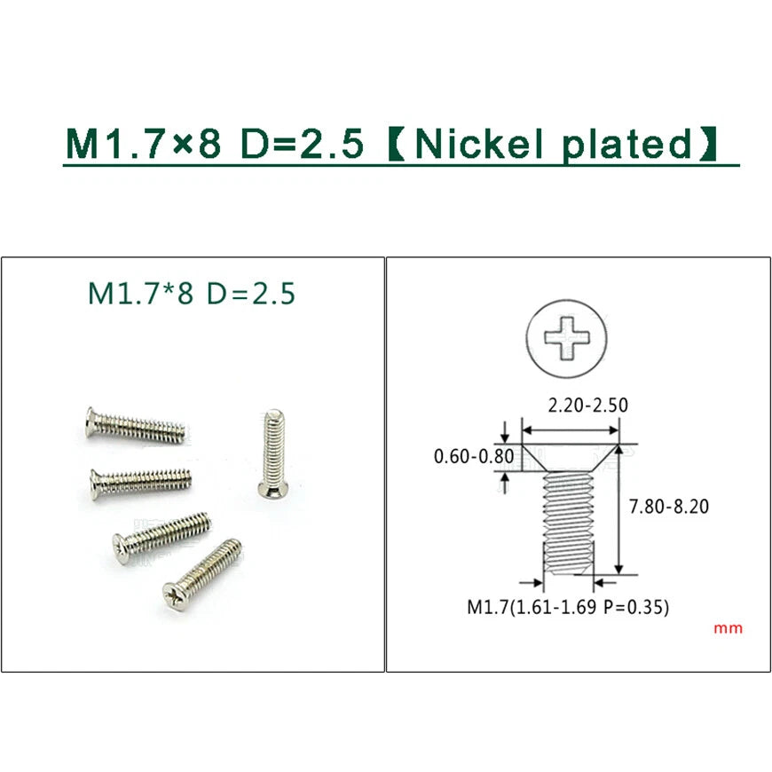 M1–M1.8 Phillips Countersunk Flat Head Machine Screws – Carbon Steel or 304 Stainless, Multiple Finishes