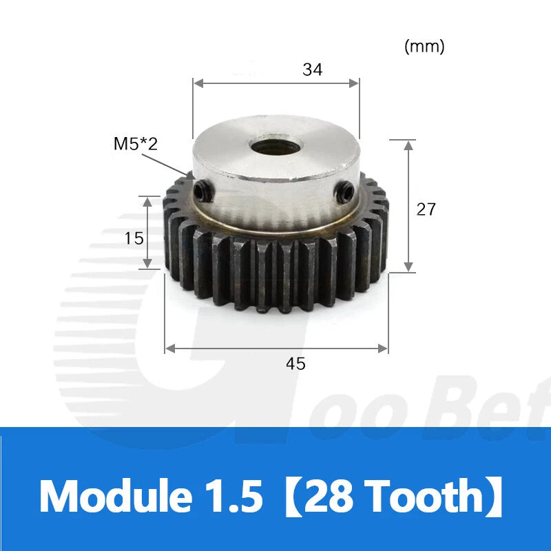 Spur Gear C45 Steel Mod 1.5 with Hub 12-60 Tooth Motor Pinion Hardened Precision
