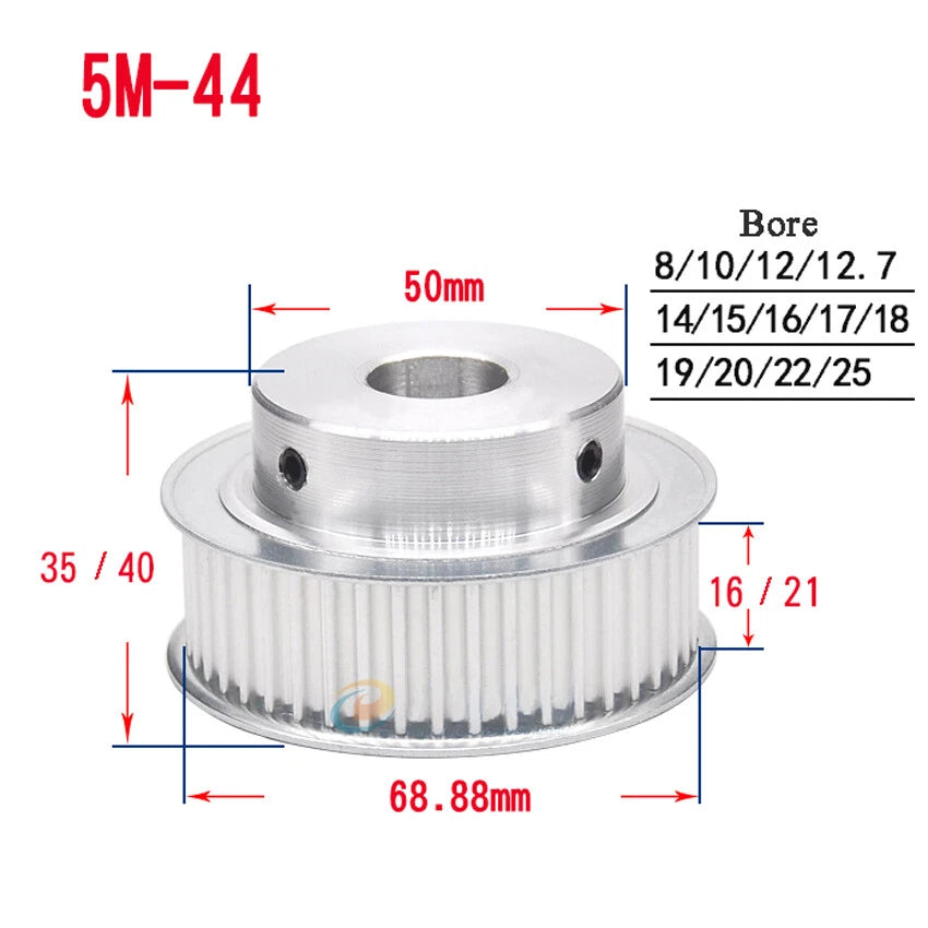 HTD-5M 10T-72T Timing Belt Pulley With Step Bore 5-25mm, For 20mm Width Belt