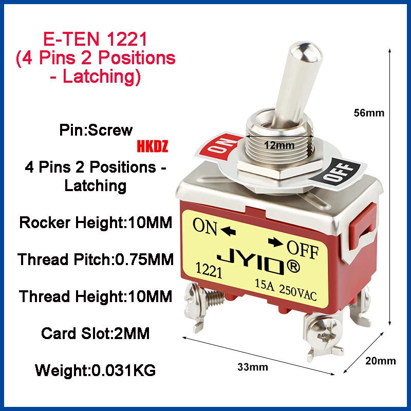Heavy Duty Toggle Switch — 2/3 Position SPST DPDT, BEM & E-TEN Series, Pin or Screw Terminal