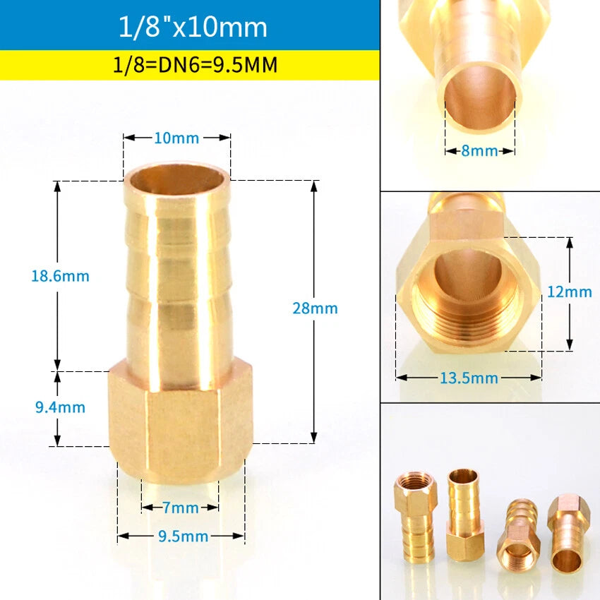 BSP Male & Female Thread Barb Hose Tail Connector — Air Fuel Water