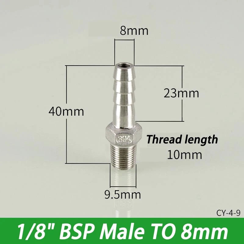 Stainless Steel Hosetails,Bsp Thread Hose Tail Barb Connector 1 8-1" Female Male