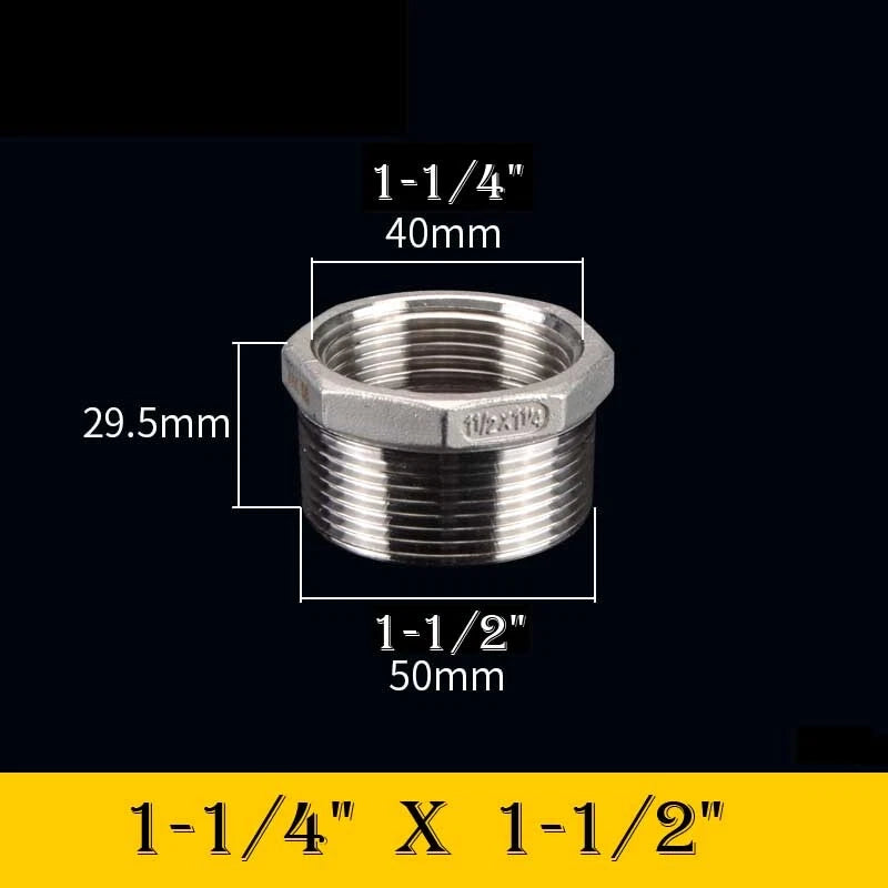 304 Stainless Steel Reducing Bush Adaptor | Male to Female NPT Pipe Fitting