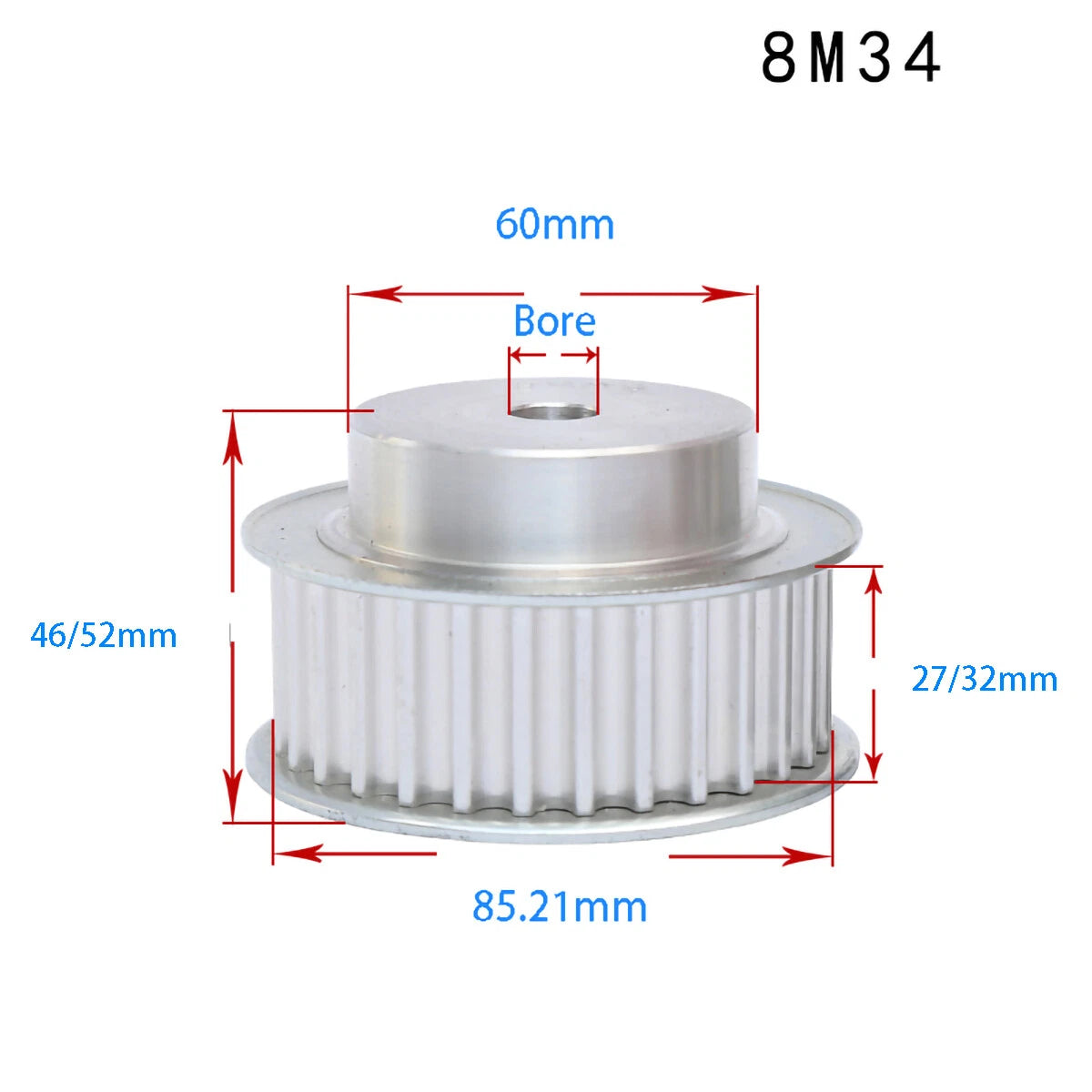 BF-type HTD8M 25mm-30mm Timing Belt Pulley 12 - 72 Tooth for CNC Step Motor