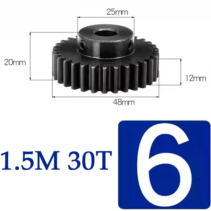Spur Gears 1.5 Mod Transmission Gear With Step 45#Steel Pinion Motor Gear 15~50T