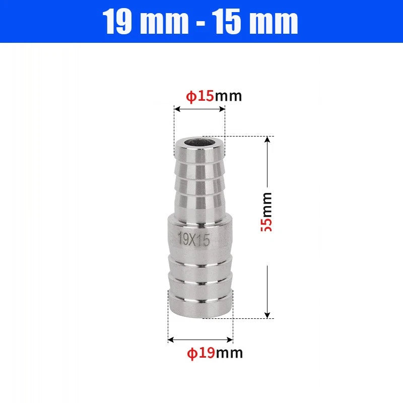 6mm~50mm Stainless Reducer Barbed Hose Joiner Connector Air Water Pipe Gas Tubi