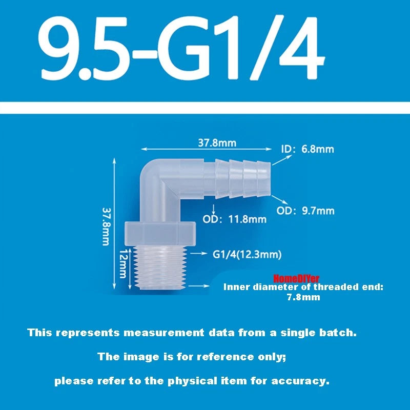 Male Thread Barbed 90° Elbow Hose Connector — Plastic Pipe Fitting with Washer