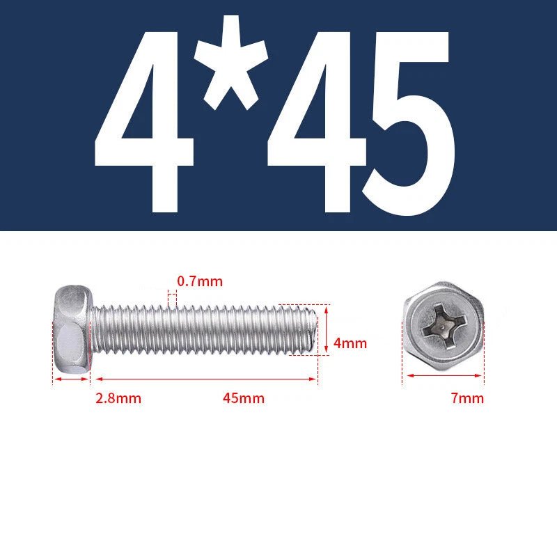 A2 Stainless Steel Hex Head Machine Screws – M3 M4 M5 M6 M8, Fully Threaded (304 Grade) - HomeDIYer