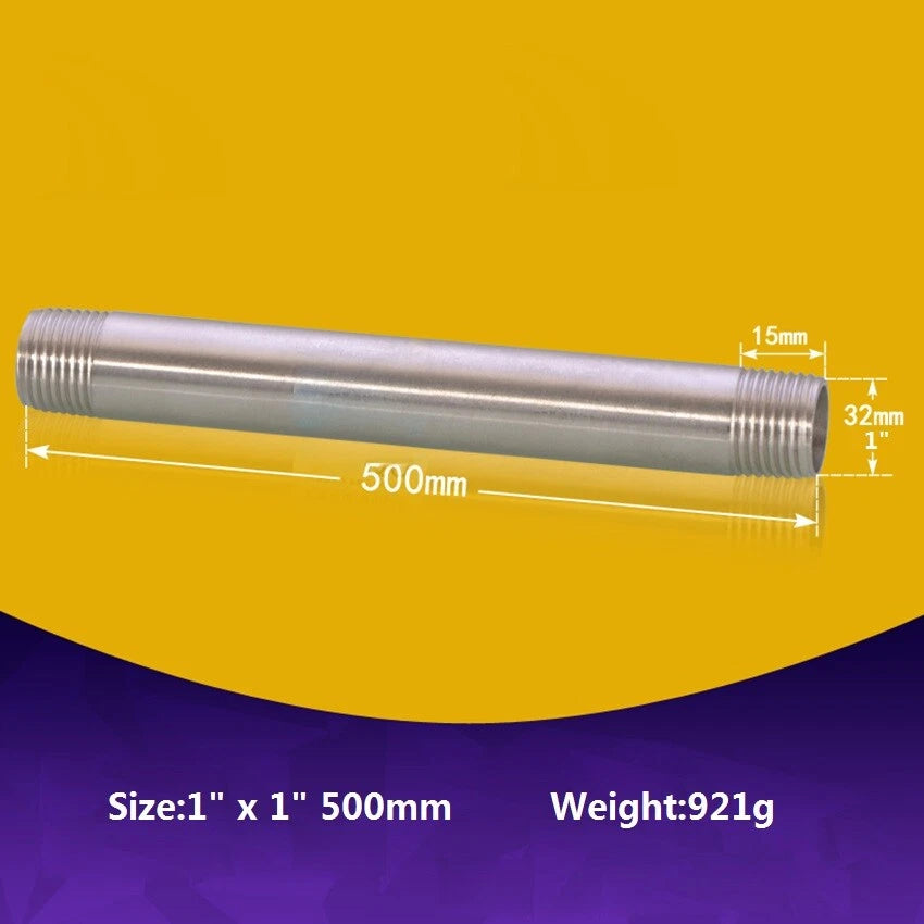 Stainless Steel BSP Male Threaded Double Nipple Pipe Extension Fitting | 1/2" 3/4" 1"