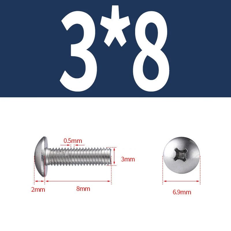 Phillips Button Head Machine Screws — Steel M2 M2.5 M3 M4 M5 M6 - HomeDIYer