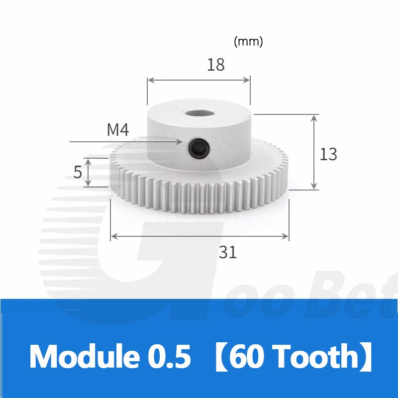 Module 0.5/1/1.5 Precision Spur Gear Aluminium 12-60 Tooth Motor Pinion with Hub